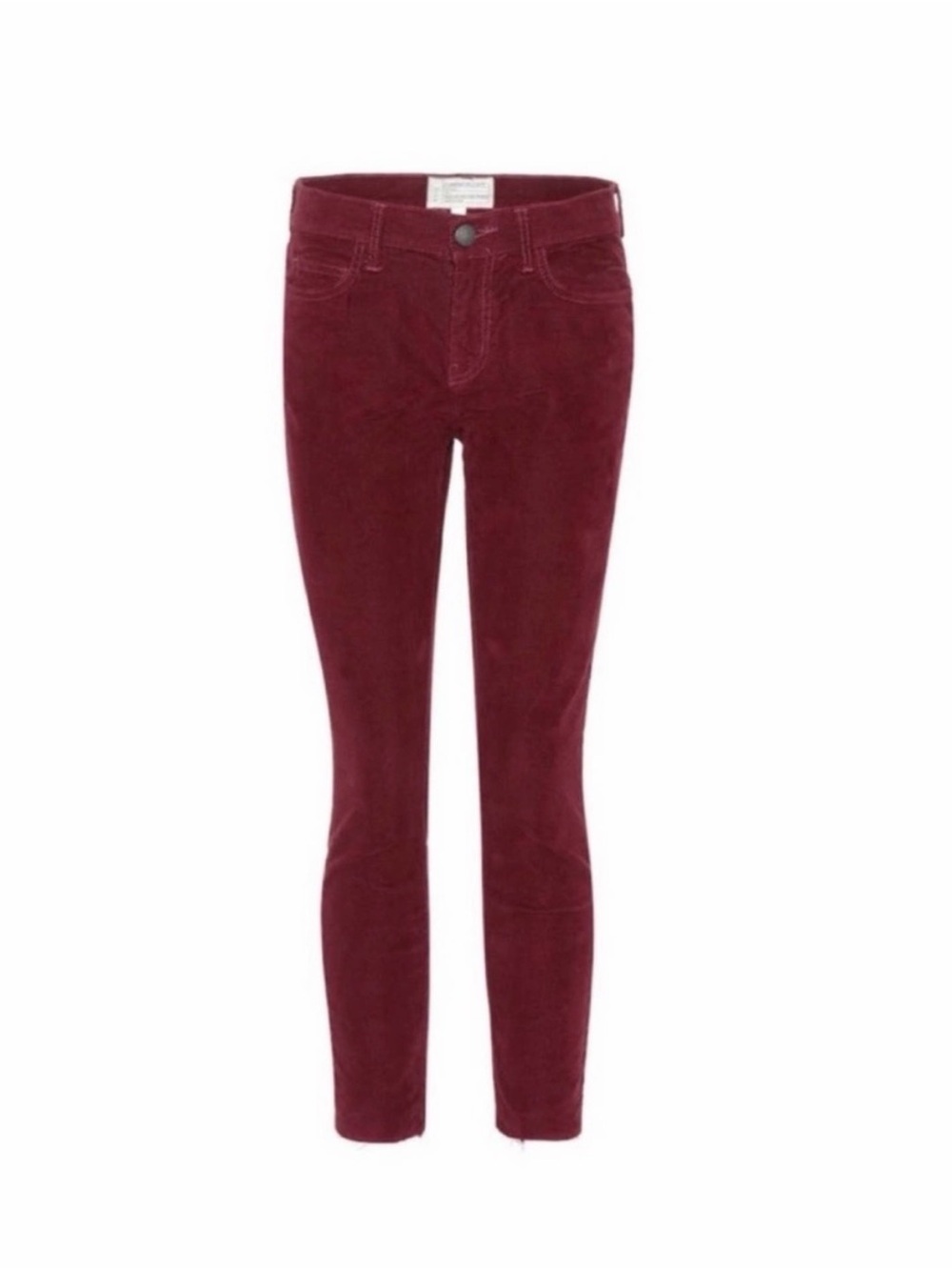 CURRENT/ELLIOTT CORDUROY THE STILETTO CROPPED SKINNY PANTS BURGUNDY COLOR 24 NEW